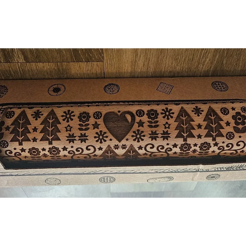 Poland Embossing Rolling Pin European Winter Chalet Deer Folk Art NIB